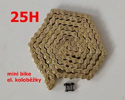 Řetěz 25H minibike, koloběžky - zlatý odolný
